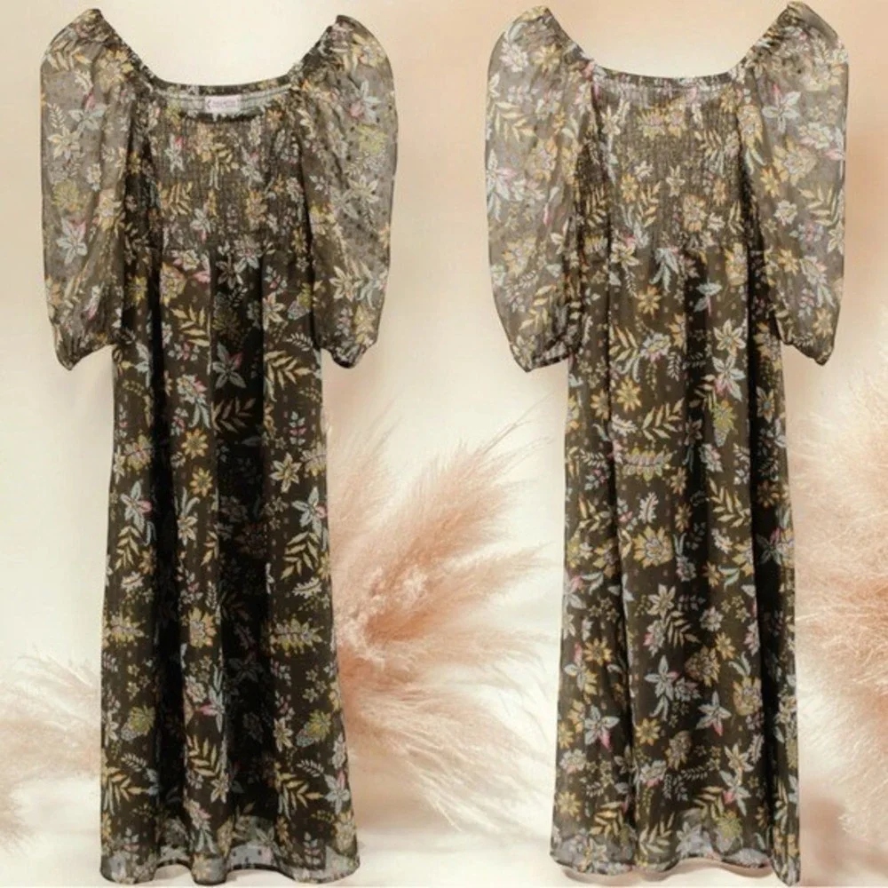 Nanette Lepore Tinsel Floral Milk Maid‎ Fairycore Whimsical Summer Dress Size S